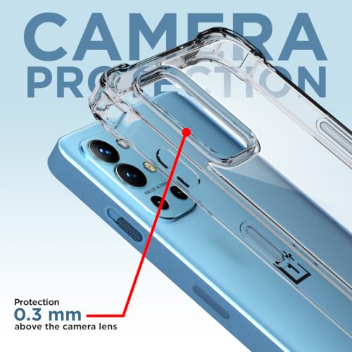 Image of Outlouders Back Cover for Oneplus 9R / 8T Clear Transparent PC + TPU Bumper Case with Raised Edges for Shockproof Protection (Transparent)