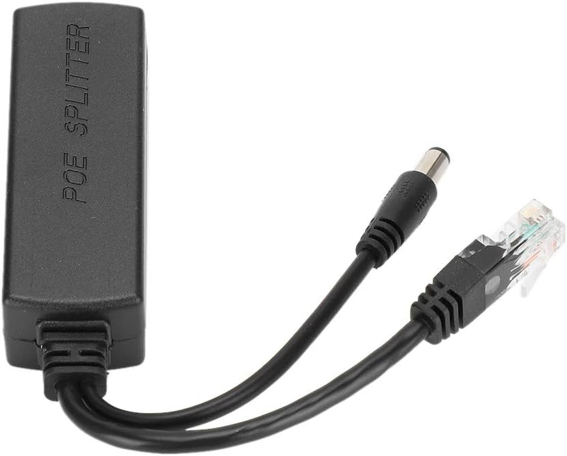 DC48V to DC12V Power POE Splitter Adapter Injector Module Lightningproof for , Black , Wire and Cable