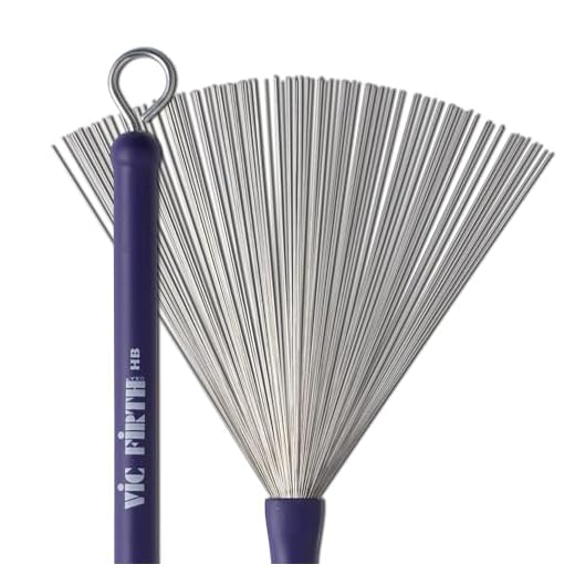 Vic Firth HB - Escobillas de batería, retráctil, calibre pequeño, mango morado rugoso