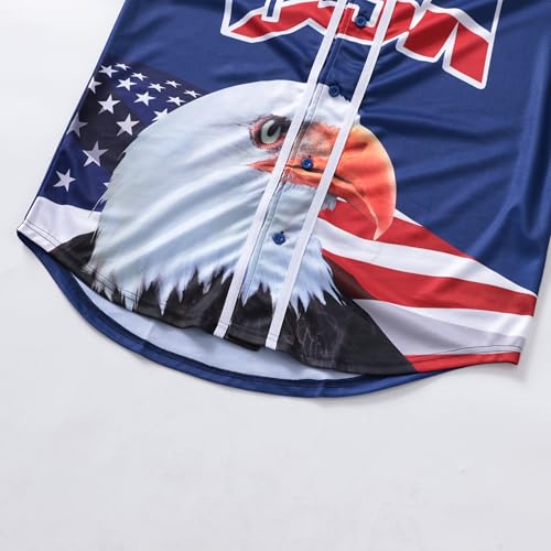 Camisa de beisebol feminina com botões com bandeira americana patriótica 4 de julho camiseta casual