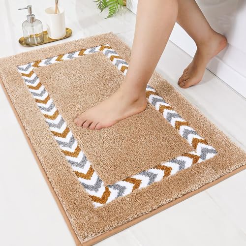 Roseate Race Track Super Soft Anti Skid (40x60 cm) Super Absorbent Mats Microfibre 2000 GSM Mat for Bathroom/Bedroom/Kitchen/Door Mat/Floor Mat (Beige