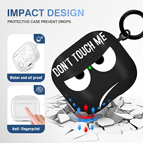 Image of for Airpods 3 Case 2021, Don't Touch Me for Airpods Cover with Keychain /Lanyard Soft Cute Shockproof Cover for Women Men Compatible with for Airpods 3 Charging Case -Black