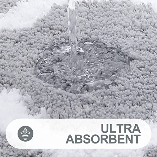 OLANLY Bathroom Rugs 59x24, Soft and Absorbent Microfiber Bath Rugs, Non-Slip Shaggy Shower Carpet, Machine Wash Dry, Bath Mats for Bathroom Floor, Tub and Shower, Grey by OLANLY - Image 3