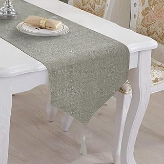 BALCONY & FALCON Table Runner, Kitchen Runner Waterproof Table Runner Modern Stain-proof Table Runner for Furniture with Tassel for Home Christmas Party Restaurants Table Runner (LakeBlue-1, 240x35)