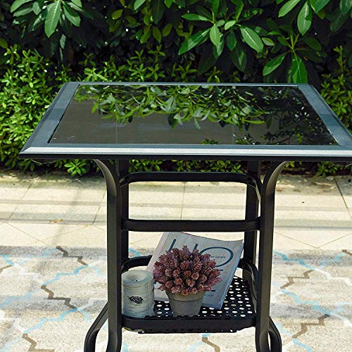 image for PatioFestival Outdoor Bistro Bar Table,Patio Metal Steel Slat Dining S