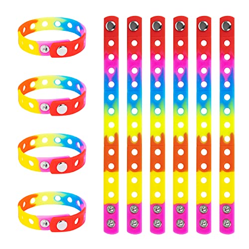 GOGO 10 PCS Adjustable Rainbow Pride Silicone Bracelets, LGBTQ Wristbands for Men Women