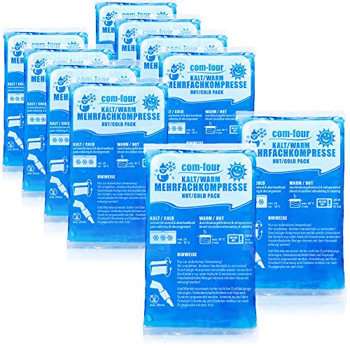 com-four® 10x Bolsa Gel Frio - Compresas frías y Calientes - Bola Frio para Lesiones, 15.5 x 8.5 cm - Apto para microondas (10 Piezas - pequeñas)