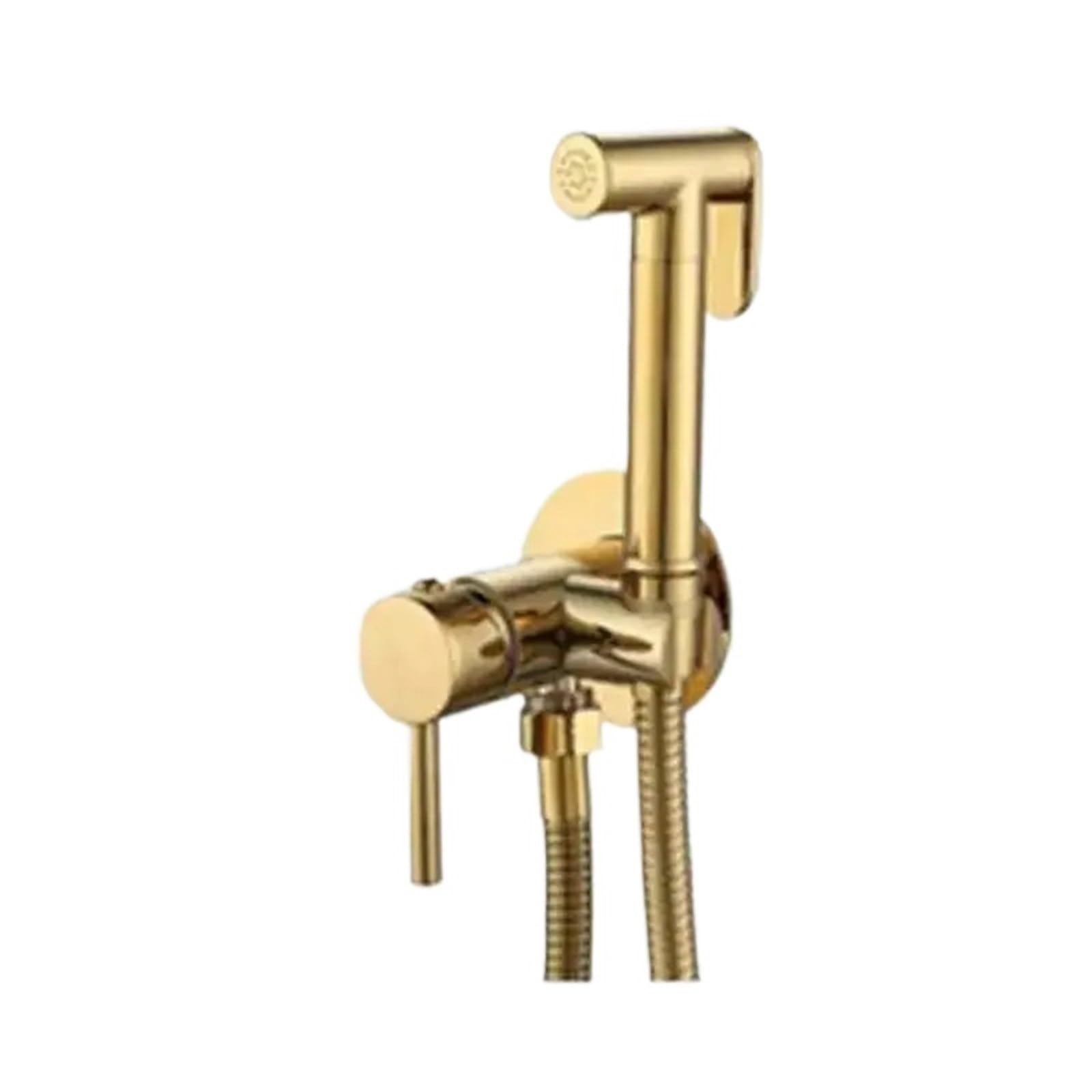 ZYCHSJXA Brass Bidet Faucet Set Handheld Ducha Higienica Hot Cold Toilet Crane Women Washer Bathroom Sprayer Hygienic Shower(Gold Set)