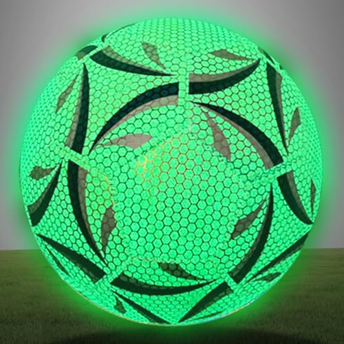 GOMETY Ballon de Football Lumineux Fluorescent Taille 5, Ballon de Foot Réfléchissant pour Jeux de Nuit, Entraînement et Loisirs, Utilisation Intérieur et...