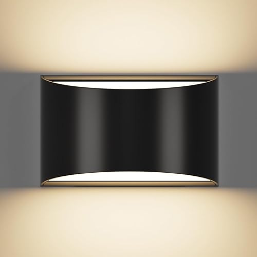 Miniatura 8 de Juego de 2 apliques de pared modernos - Blanco cálido 3000K 10W LED aplique de pared para interiores, exteriores, IP65 impermeable, cableado, arriba