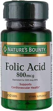 Natures Bounty Folic Acid 800 mcg Tabs, 250 ct
