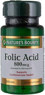 Nature's Bounty Suplemento de ácido fólico, apoya la salud cardiovascular, 800mcg, multi, sin sabor, 750 unidades, paquete de 3