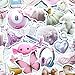 50-Piece Pink Aesthetic Stickers - Cute Waterproof Vinyl Sweet Princess Girly Decals for Scrapbooking, Journaling, Laptop, Gifts