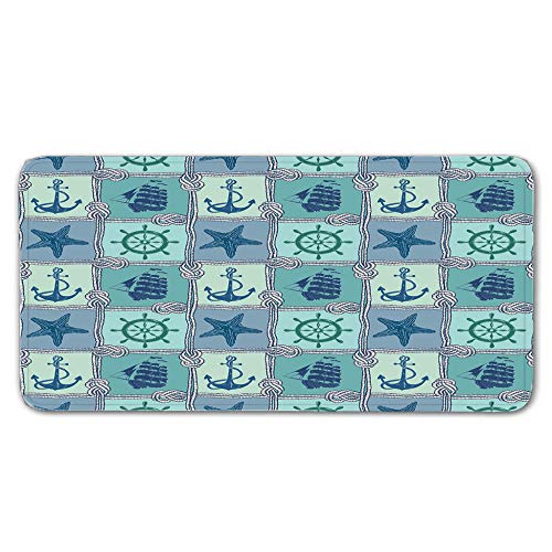 FAIEK Alfombras De Pasillo Océano Azul Largas Moquetas Largo Entrada Felpudos Patrón 3D Anti-desvanecimiento Anti-Sucio Aplicar para Ventana De Bahia Dormitorio Sala Lavable Cortable 50x80cm