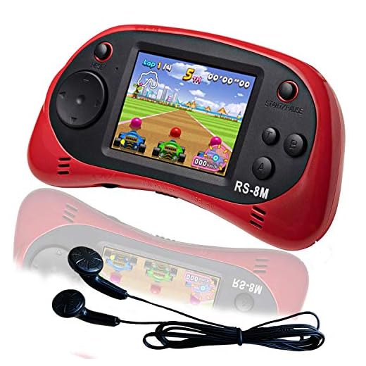 EASEGMER 16 Bit Kids Handheld Games Built-in 220 HD Video Games, 2.5 Inch Portable Game Player with Headphones - Best Travel Electronic Toys for Toddlers Age 3-10 Years Old Children (Red)