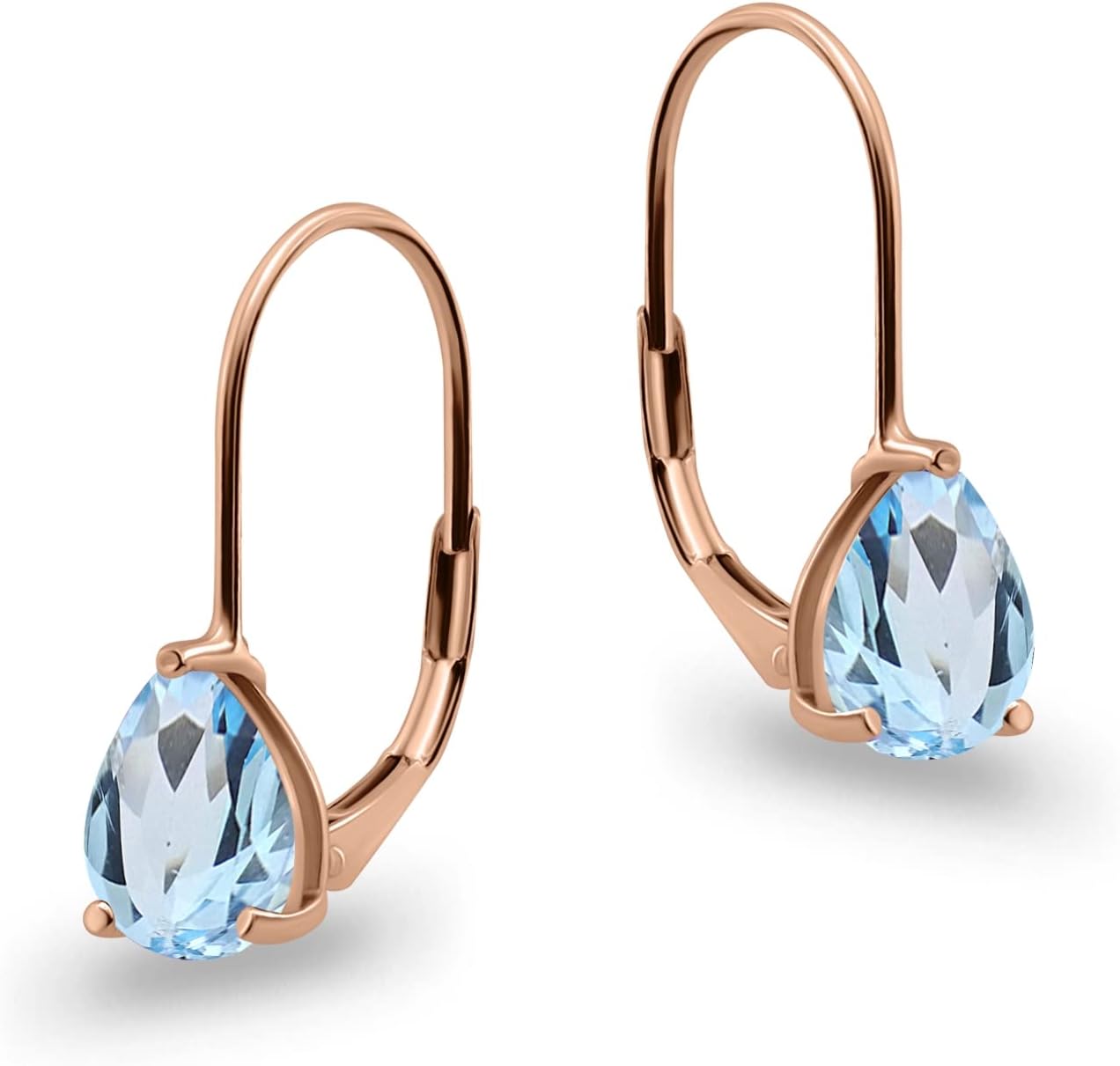 Birthstone Teardrop Earrings, 8x6mm Pear Genuine or Synthetic Gemstone, Leverback Huggie Dangle Earrings in Silver or Gold Flash