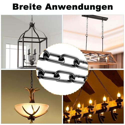 Kette Schwarz 10m 3mm, Sicherheitskette zum Aufhängen von Zäunen, Schaukelkette, Kette Hängesessel, Lampenkette, Hundekette, Schwenkkette, Trocknen der Wäschekette Verzinkte Eisenkette