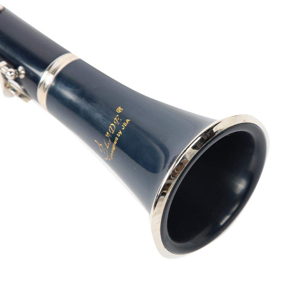 Clarinete de Tubo de baquelita BB 17 Teclas Clarinete con Juego de Botones de niquelado(Mazarine; # 1) Instrumento de Viento