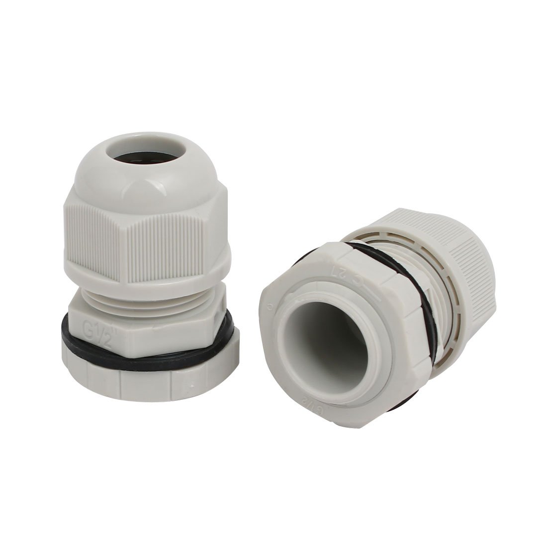 Aexit G1/2-inch 5.5mm Transmission Dia Nylon 2 Holes Adjustable Cables Gland Connector Gray 5pcs