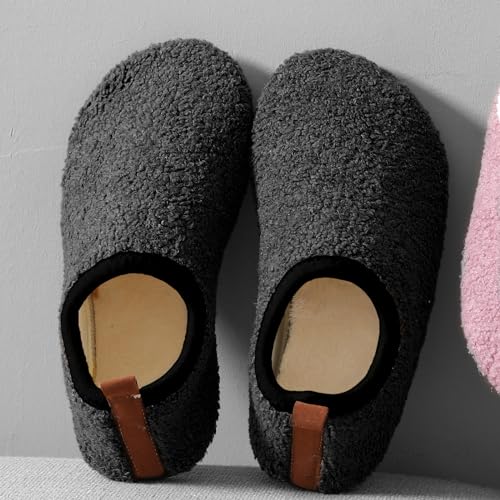 sazujinwu Women's House Shoes Fuzzy Fur Slippers Casual Non Slip Men's Barefoot Slipper Socks Warm Closed Lightweight and Breathable Indoor Outdoor Shoes2