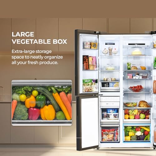 Image of Haier 598 L 3 Star Frost Free Expert Inverter Smart Sense AI enabled 3-Door Side by Side Refrigerator (HRT-683KGU1, Black Glass, Magic Convertible Zone, Deo Fresh Technology, 2026 Model)