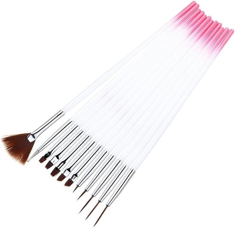 12Pcs Plastic Handle Nail Art Liner Drawing Polish Painting Brush Acrylic Powder Carving Gel Extension Manicure Pen Tools Set
