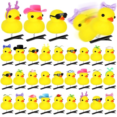 Luinabio 30 Pcs Duck Hair Clips Yellow Duck Hairpin Cartoon Animal Clips Gift for Women Festivals Holiday Party Supplies(Mixed)