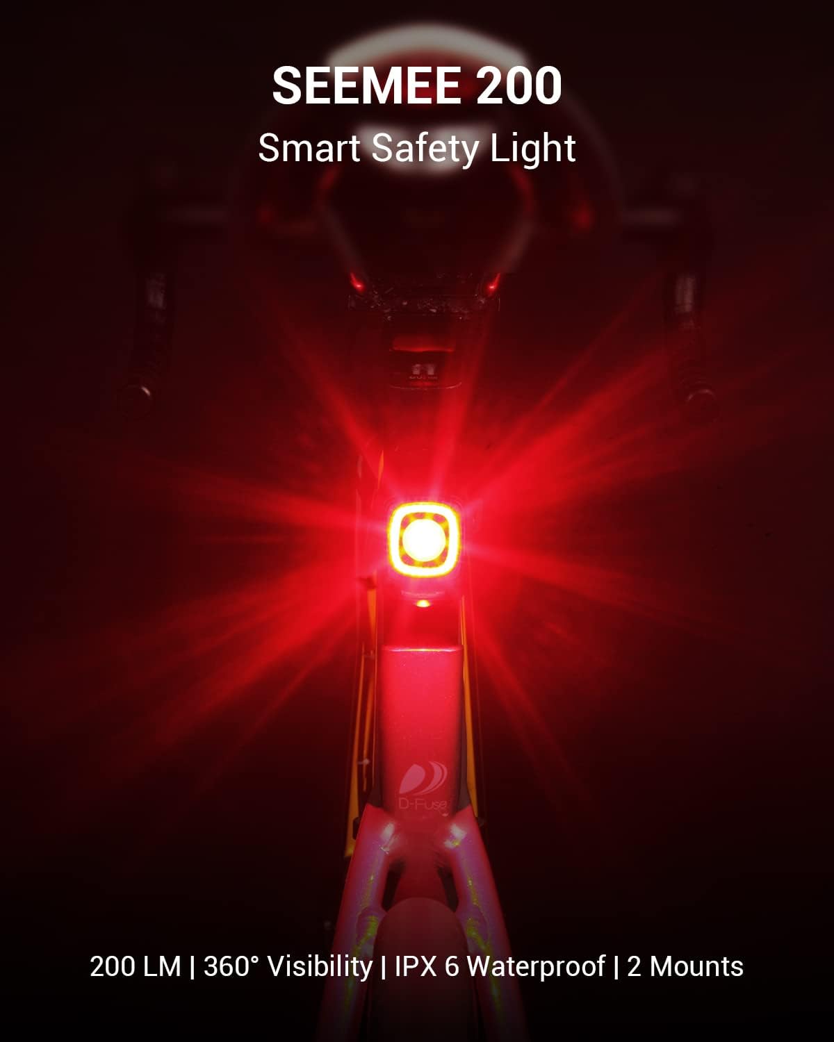 Magicshine SEEMEE 200 Bike Tail Lights, Smart Brake Sensor, 200 Lumens Max Output, Main and Secondary Tracing Light, 360° Visibility | USB Rechargeable | IPX6 Waterproof | 8 Modes for Cycling Safety : Sports & Outdoors