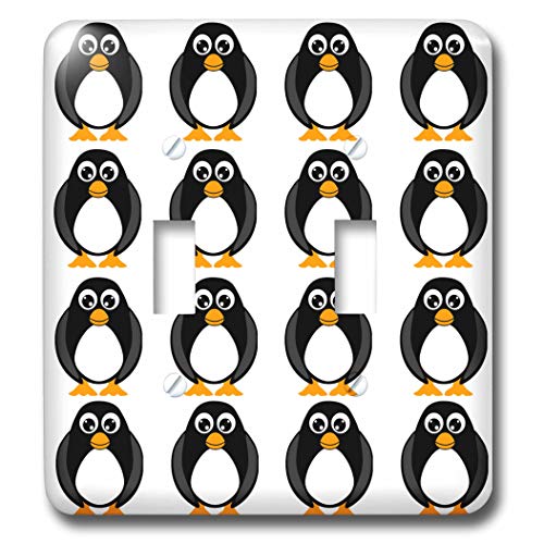 Interrupteur double bouton pingouin blanc avec graphisme multicolore - 2