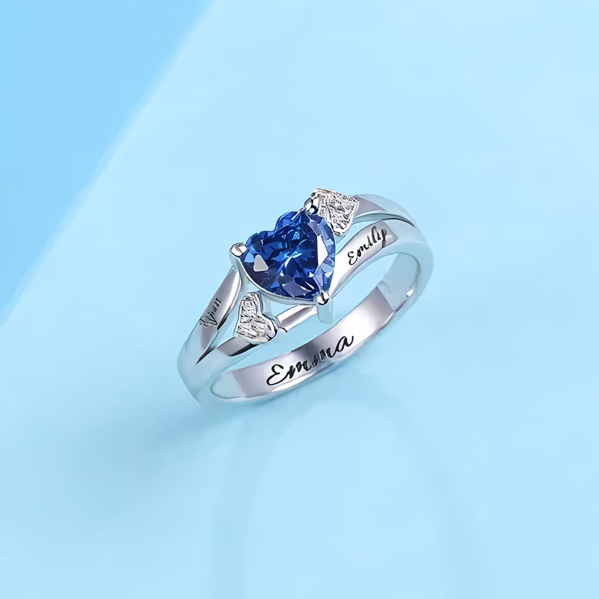 925 Sterling Silver 10K 14K 18K Gold Birthstone Rings for Women Personalized Mothers Rings with 1-5 Birthstone Customize Engraved Names Promise Engagement Rings for Her