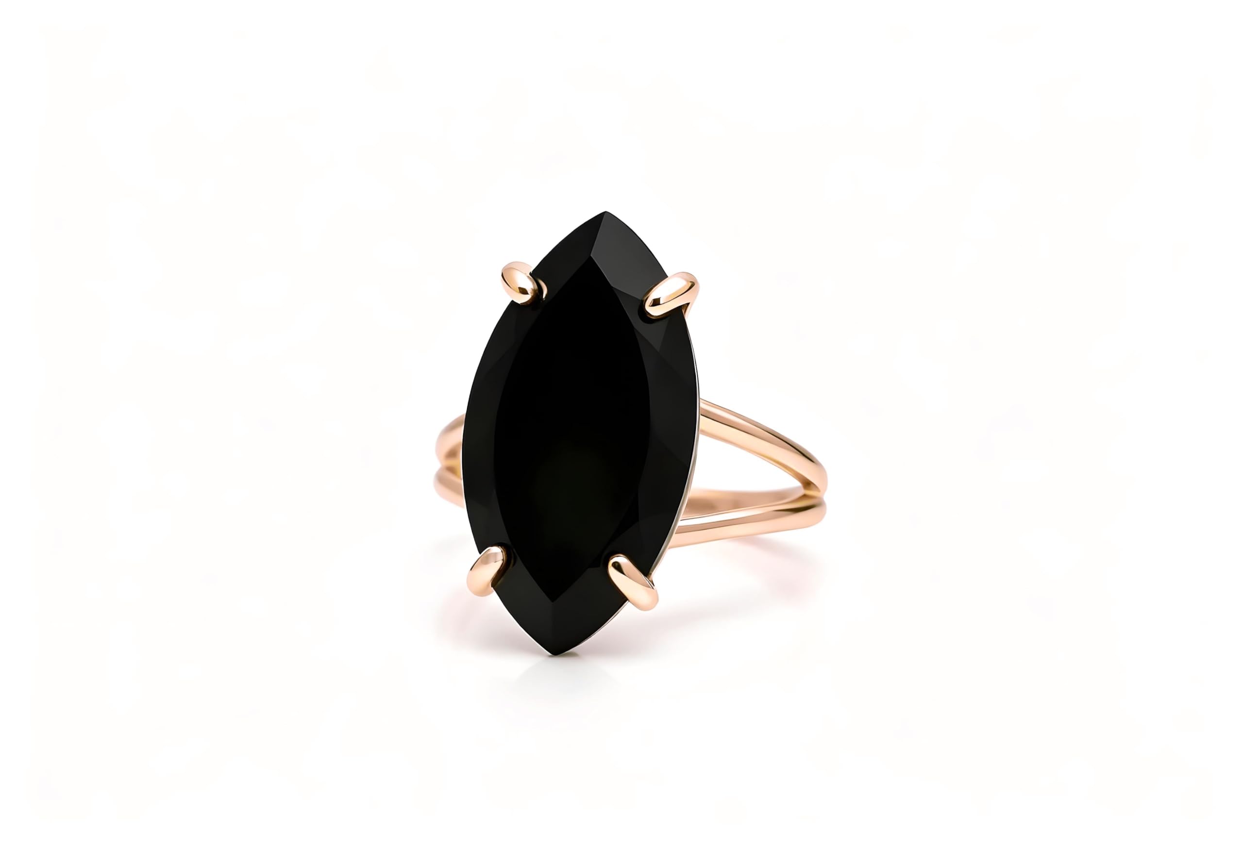 Classici Nero Onice Anelli da Donne - Anello Cocktail Onice Nero Oro 14K - Gioielli Artigianali Bene - Versatili Gioielli Moda per Donne - Scatola di Fantasia Gratuita