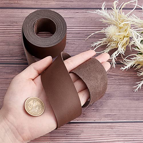 GORGECRAFT Full Grain Leather Straps 2 Inches Wide 78 Inches Long Single Sided PU Leather Strip for DIY Crafts Projects Clothing Jewelry Wrapping Furniture Handles(Brown - Image 3