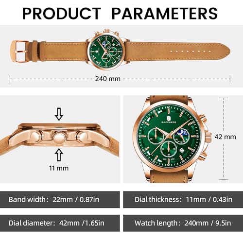 Image of BENYAR Men's Watches Waterproof Sport Military Watch for Men Multifunction Chronograph Black Fashion Quartz Wristwatches Calendar with Leather Strap