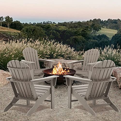 Voqnis Adirondack Chair Plastic For Fire Pit Chair Seating Hdpe Backyard Garden Beach Pool Adirondack Chairs (Teak) #TOP6