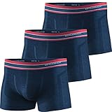 BRUBECK 3er Pack Herren Boxer Briefs I Merino Männer Retropants | Unterhosen Retroshorts atmungsaktiv | Sport Unterhose | Retros | Trekking I 37% Merino-Wolle | Gr. L, Marineblau I BX10870