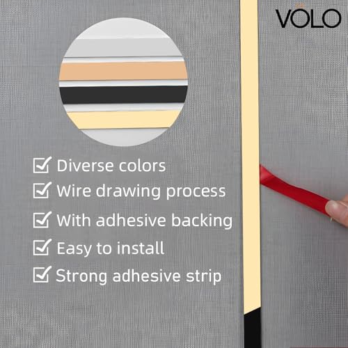 Image of VOLO Stainless Steel 5 Meter Mirror Finish Weather Strip - Waterproof Self-Adhesive Tape for Tile Gap, Wall, Cabinet, Kitchen & Floor - Peel & Stick Adhesive Strip (GOLD, 40MM (1.5 INCH))