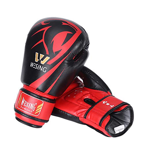 Wesing Kids Professional Boxing Gloves Men Women Boxing Gloves Kickboxing Sparring Workout Training Gloves For Kids (Red, 6Oz) #TOP1