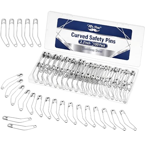 Mr. Pen- Curved Safety Pins 2.2 Inch 100 Pack