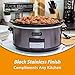 Crockpot 8 Quart Slow Cooker with Auto Warm Setting and Cookbook, Black Stainless Steel