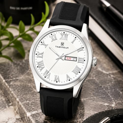 Image of TIMEWEAR Roman Track Dial, Day & Date Functioning, Silicone Strap Analog Watch for Men