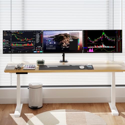 Image of suptek Triple Monitor Mount for Most 17 to 32 inch Screens,Gas Springs Adjustment Triple Monitor Desk Mount Stand with Clamp & Grommet Kit,Black(MD8003)