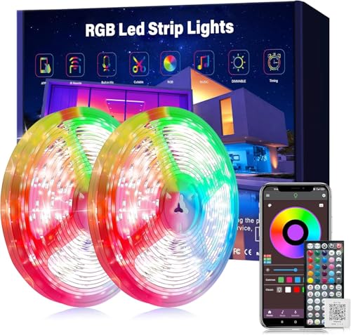 Image of Ledagic Led Lights for Bedroom 132ft (66ft*2Rolls) Music Sync Color Changing Led Strip Lights with Remote and App Control RGB Led Light Strip for Home Party Room Decor
