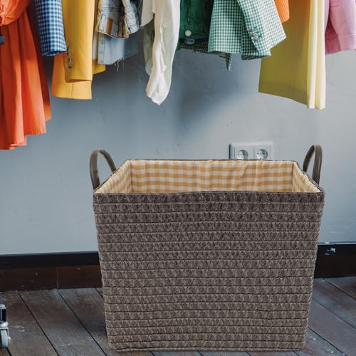 Cesta de almacenamiento tejida café de 35x26x30 cm para ropa 3
