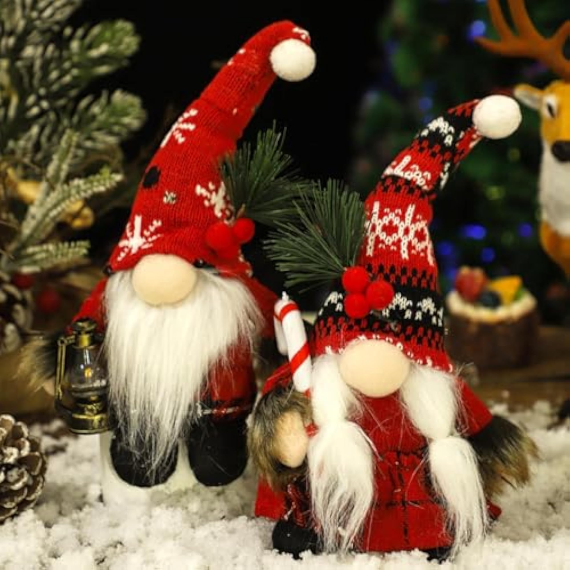 Gnome Doll Decoration with Lamp for Christmas Decor