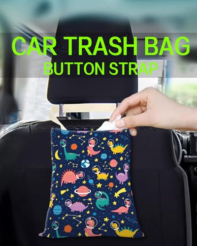 Image of Car Trash Can, Durable Hanging Car Trash Garbage Bag, Cute Automotive Garbage Cans Organizer, Cute Colorful Dinosaur