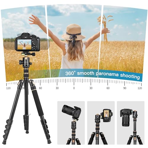 Image of Professional DSLR Tripod for Photography - Tall, Lightweight & Heavy Duty - Spotting Scopes, Telescope & Binoculars - Compact Complete Tripod Unit