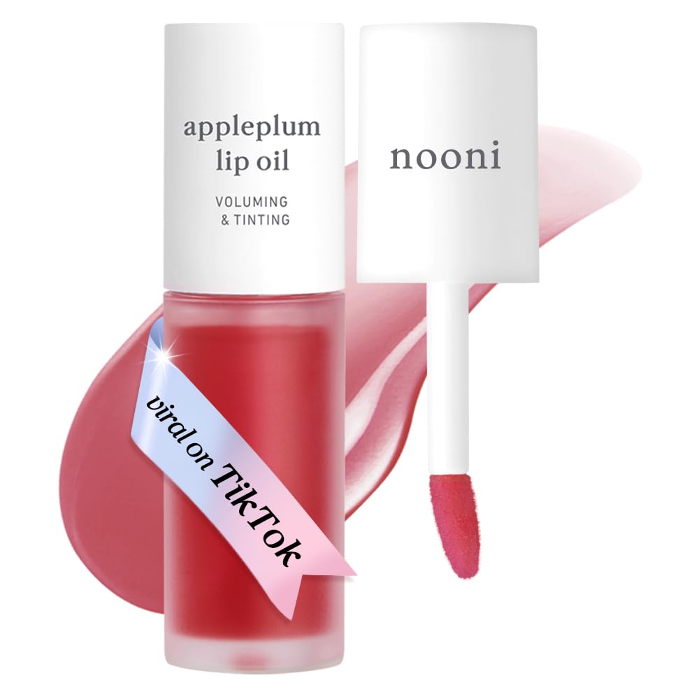 NOONI Korean Lip Oil - Appleplum Long-Lasting Moisturizing Plumping Revitalizing for Dry Lips Waterproof No Peel Off Korean
