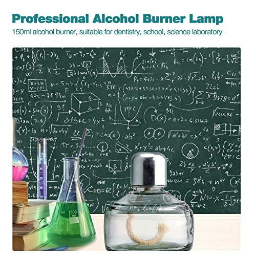 faruijie Zahnalkohol-Lampe, Glas, 150 ml, mit Metallkappe, 5 Ersatzdochte und Trichter Dental Alcohol Burner Lamp Glass 150mL - Dental Lab with Metal Cap & 5 Free Replacement Wicks & Funnel