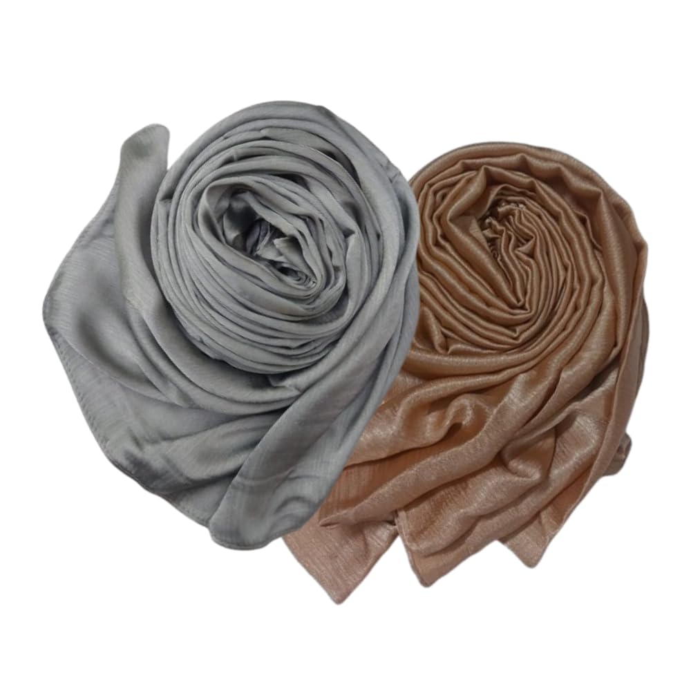Trending Muna Satin Abaya Hijab Combo Of 2 Silky & Shiny Wedding Season Collection/Muslim Women's Islamic Fancy Shawl/Duppatta/Stoles/Head Scarves for Girls-picture-15