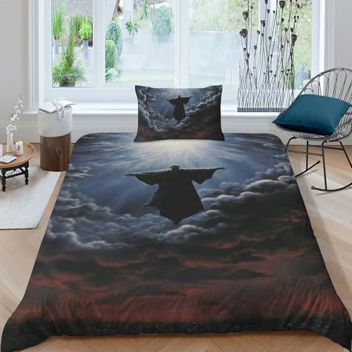 Housse de couette microfibre 135x200 Les Anges Bedding avec zip et impression 3D durable - 3